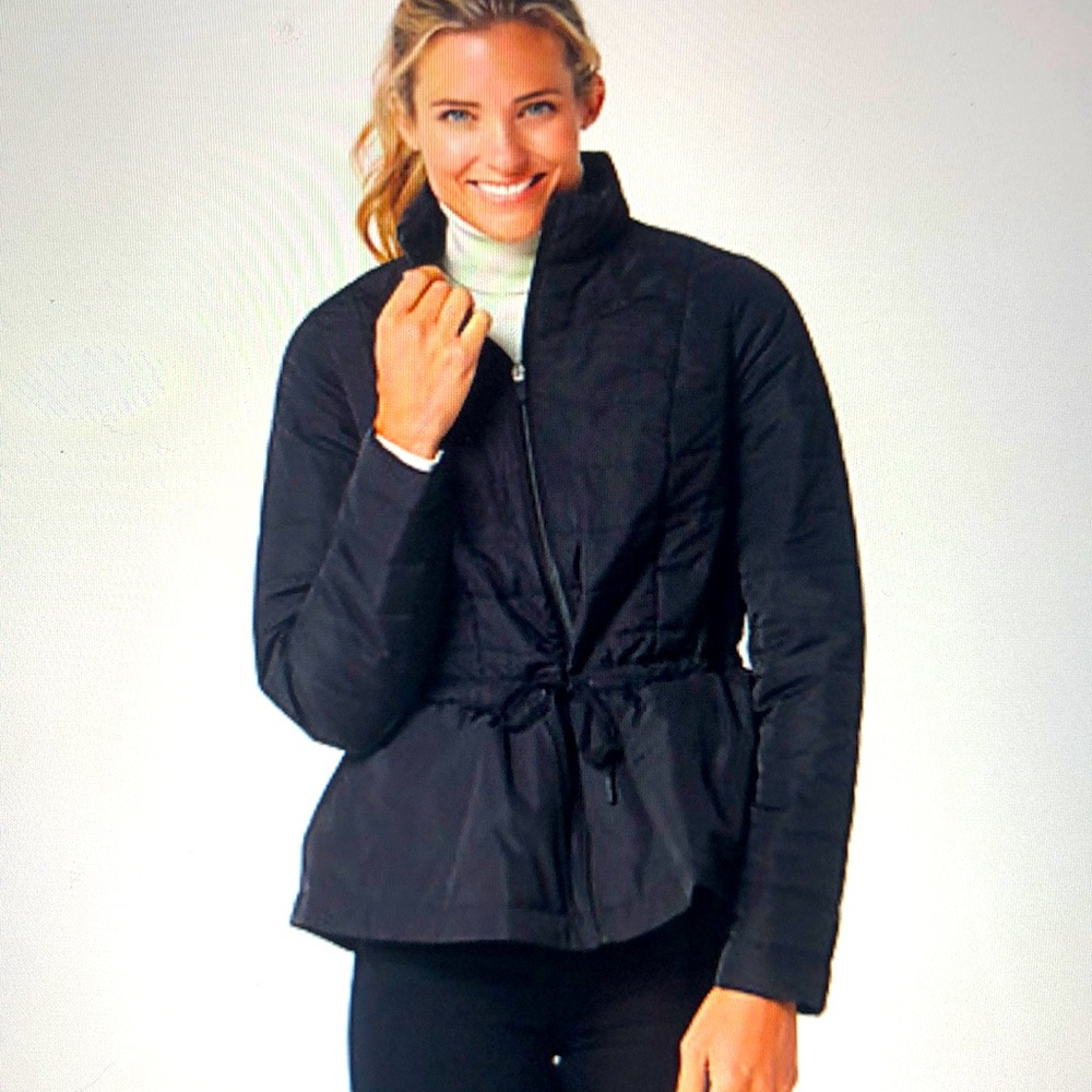 Black Zuda Quilted Peplum Puffer Jacket